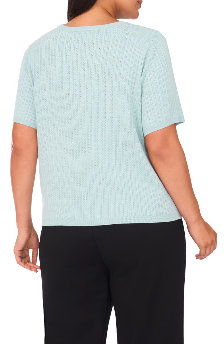 Halogen<sup>®</sup> Pointelle Stitch Short Sleeve Sweater, Alternate, color, Aqua Maligne