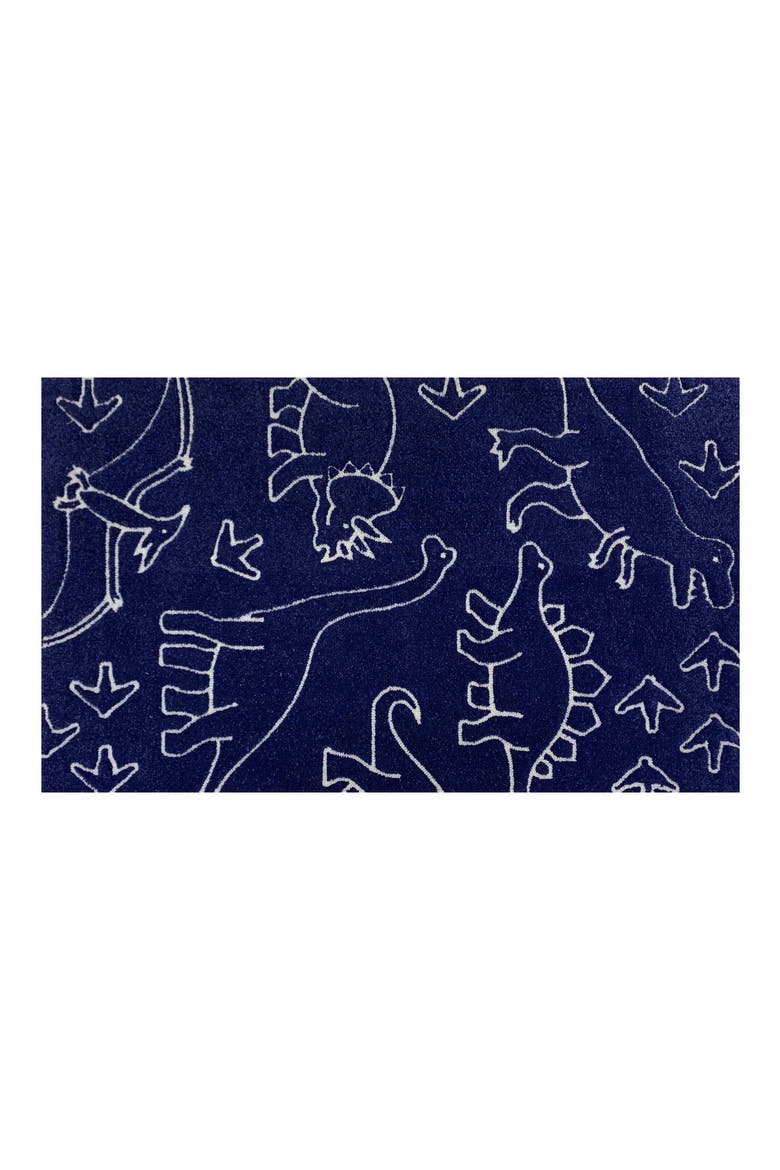 Dino Outline Indoor/Outdoor Doormat, Main, color, INDIGO/ WHITE