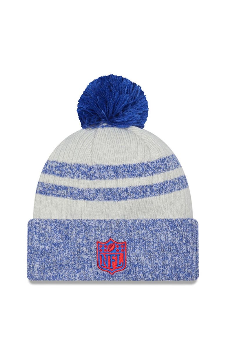 New Era Men's New Era Navy New England Patriots 2022 Sideline Historic Cuffed Pom Knit Hat, Alternate, color, 