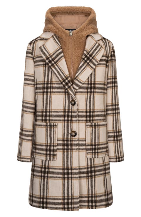 Kids' Plaid Jacket & Faux Fur Vest Set