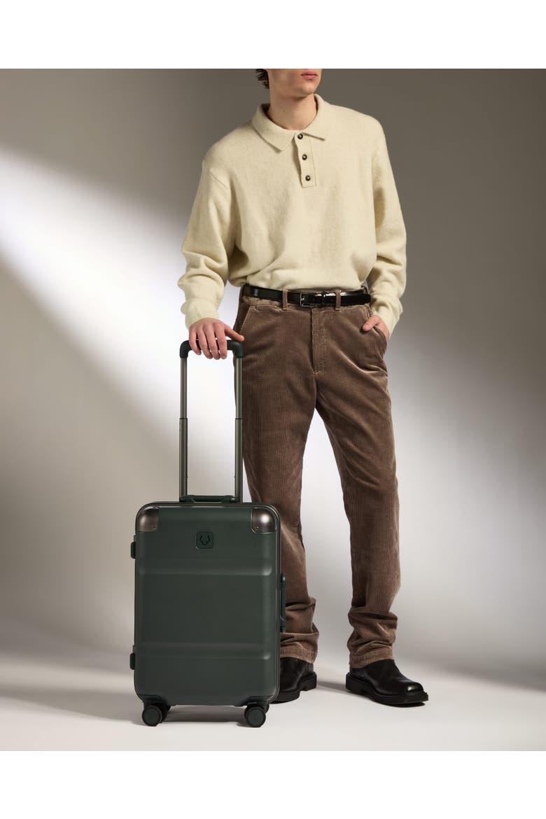 Heritage Stripe Cabin Suitcase, Alternate, color, Dark Forest Green