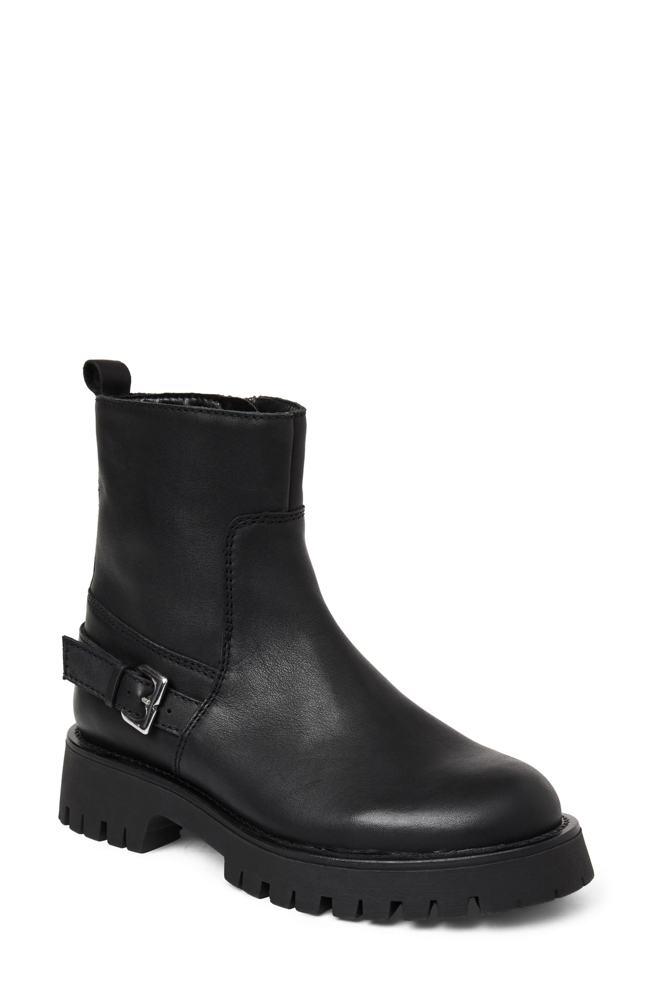 Bruno Magli Lensa Lug Sole Leather Moto Boot