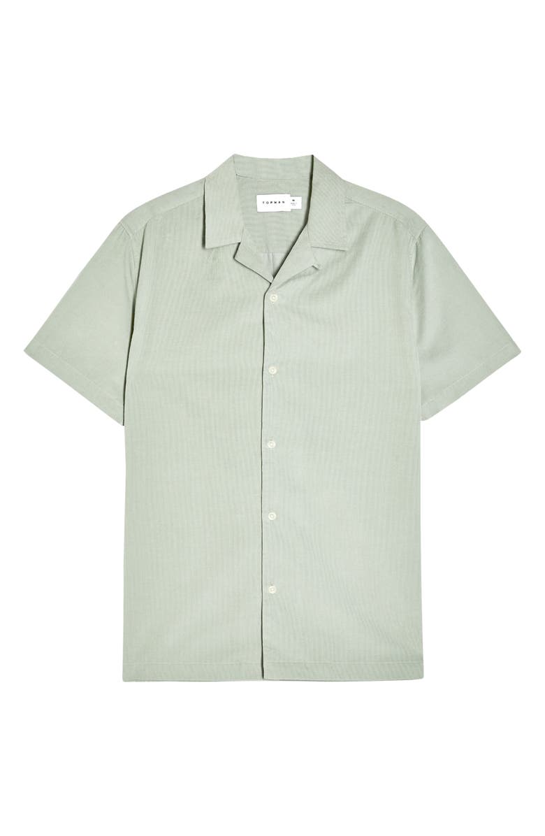 Topman Short Sleeve Button-Up Corduroy Camp Shirt, Alternate, color, 