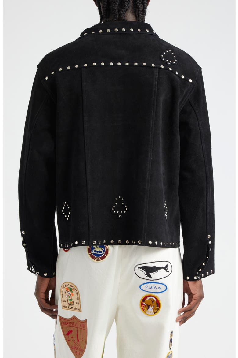 Deck of Cards Studded Suede Jacket, Alternate, color, BLACK