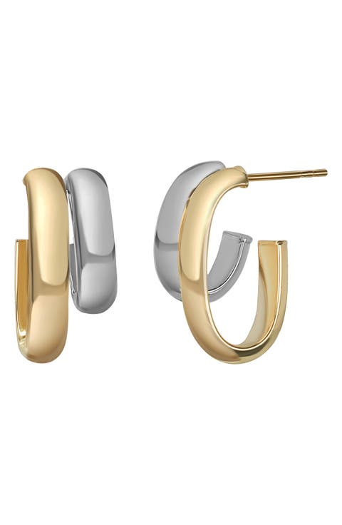 Two-Tone 14K Gold Hoop Earrings