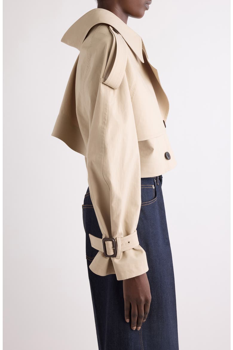 Crop Cotton Trench Coat, Alternate, color, BEIGE/ BUTTER