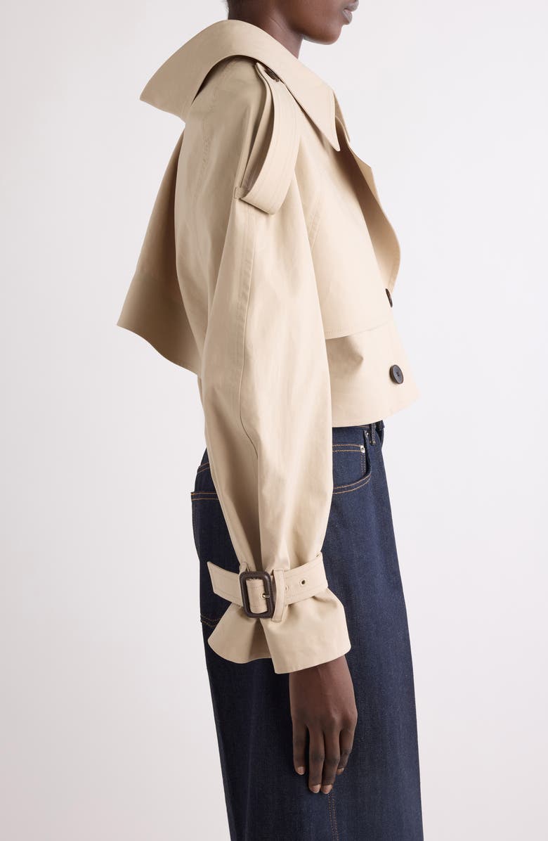 Givenchy Crop Cotton Trench Coat, Alternate, color, Beige/ Butter