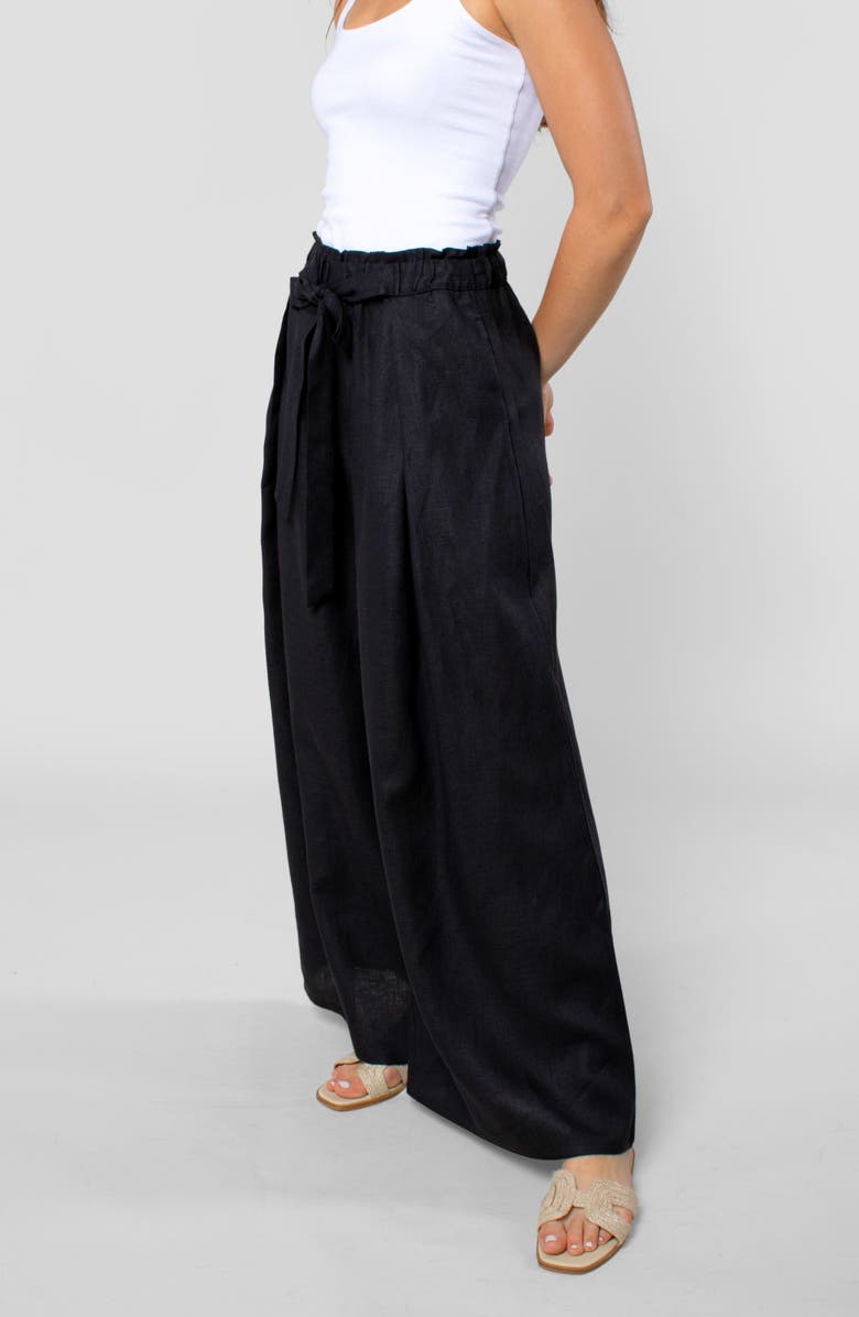 LEISURE LAB Linen Cabana Pant, Alternate, color, Black