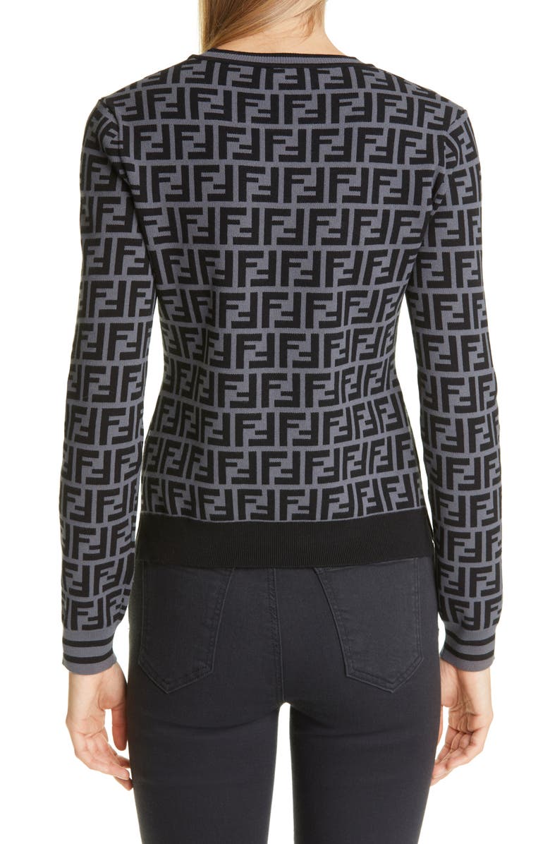 Fendi FF Logo Jacquard Sweater, Alternate, color, 