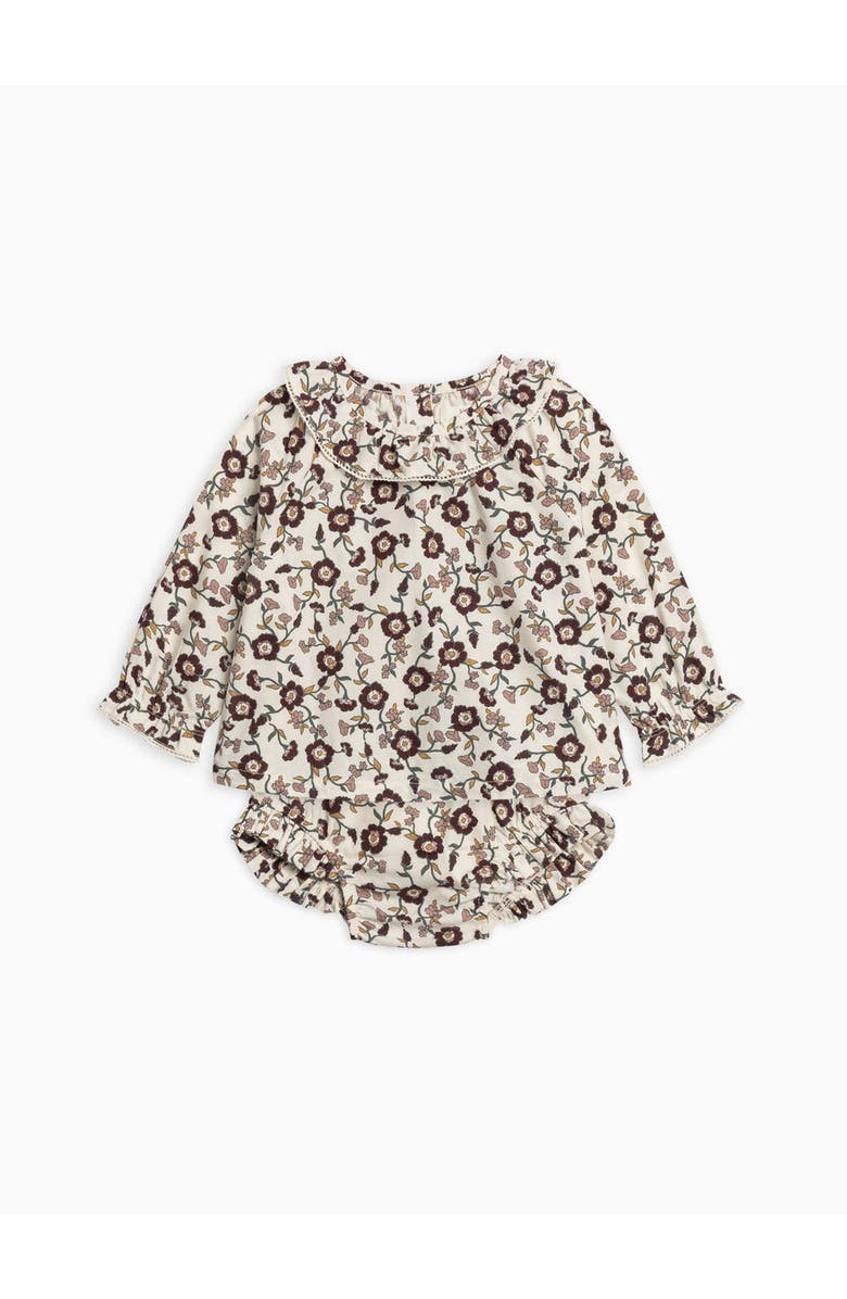 Kendi Dorothy Poplin Ruffle Collar Shirt and Bloomer Set, Alternate, color, Denali Floral / Cranberry
