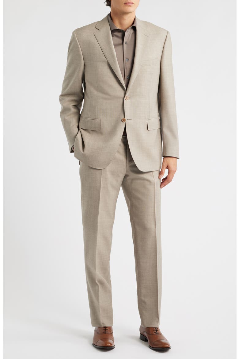 Siena Regular Fit Solid Tan Wool Suit, Main, color, BEIGE