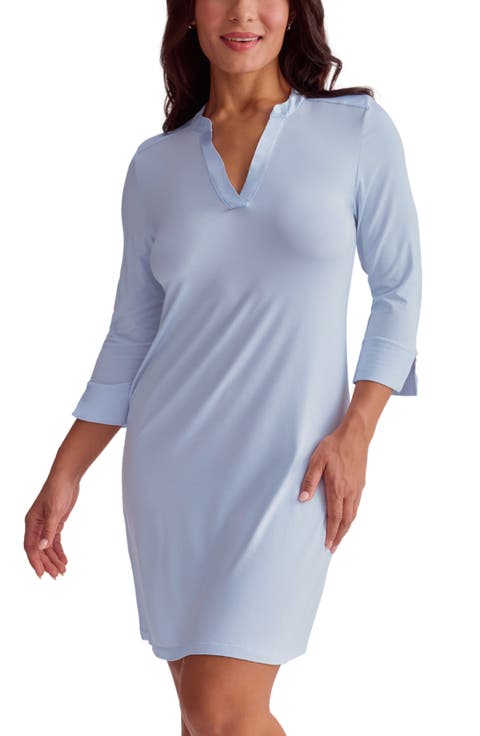 Satin Trim Three-Quarter Sleeve Nightshirt