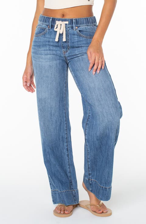 Finley Wide Leg Drawstring Jeans (Zone Out)