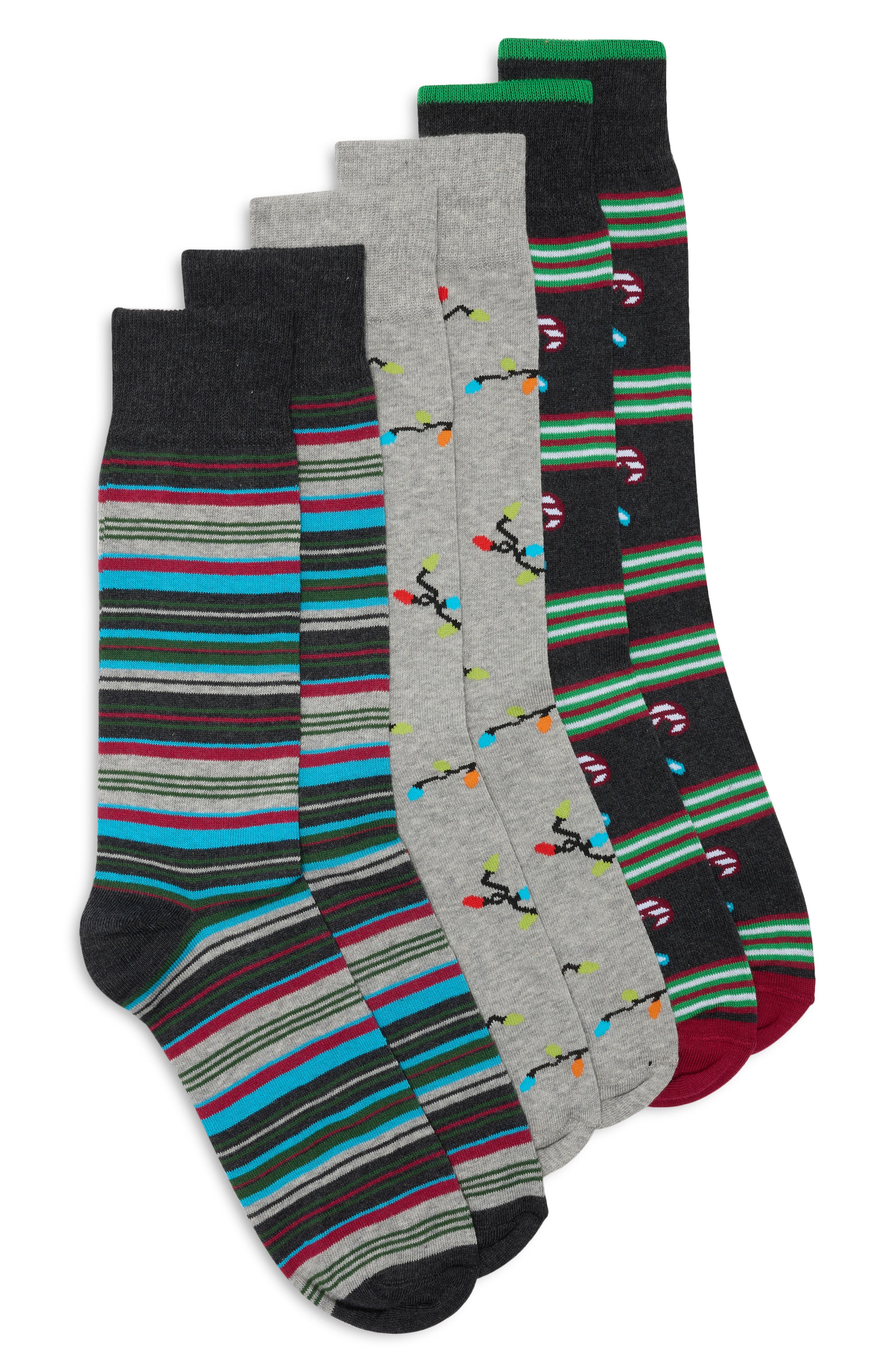 3-Pack Stripe Ornaments Dress Socks
