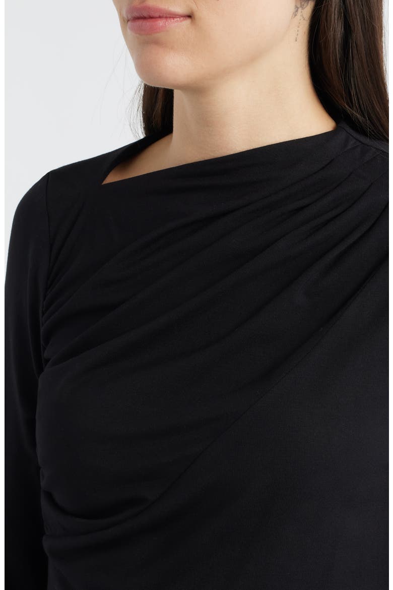 Asymmetric Boat Neck Top, Alternate, color, BLACK