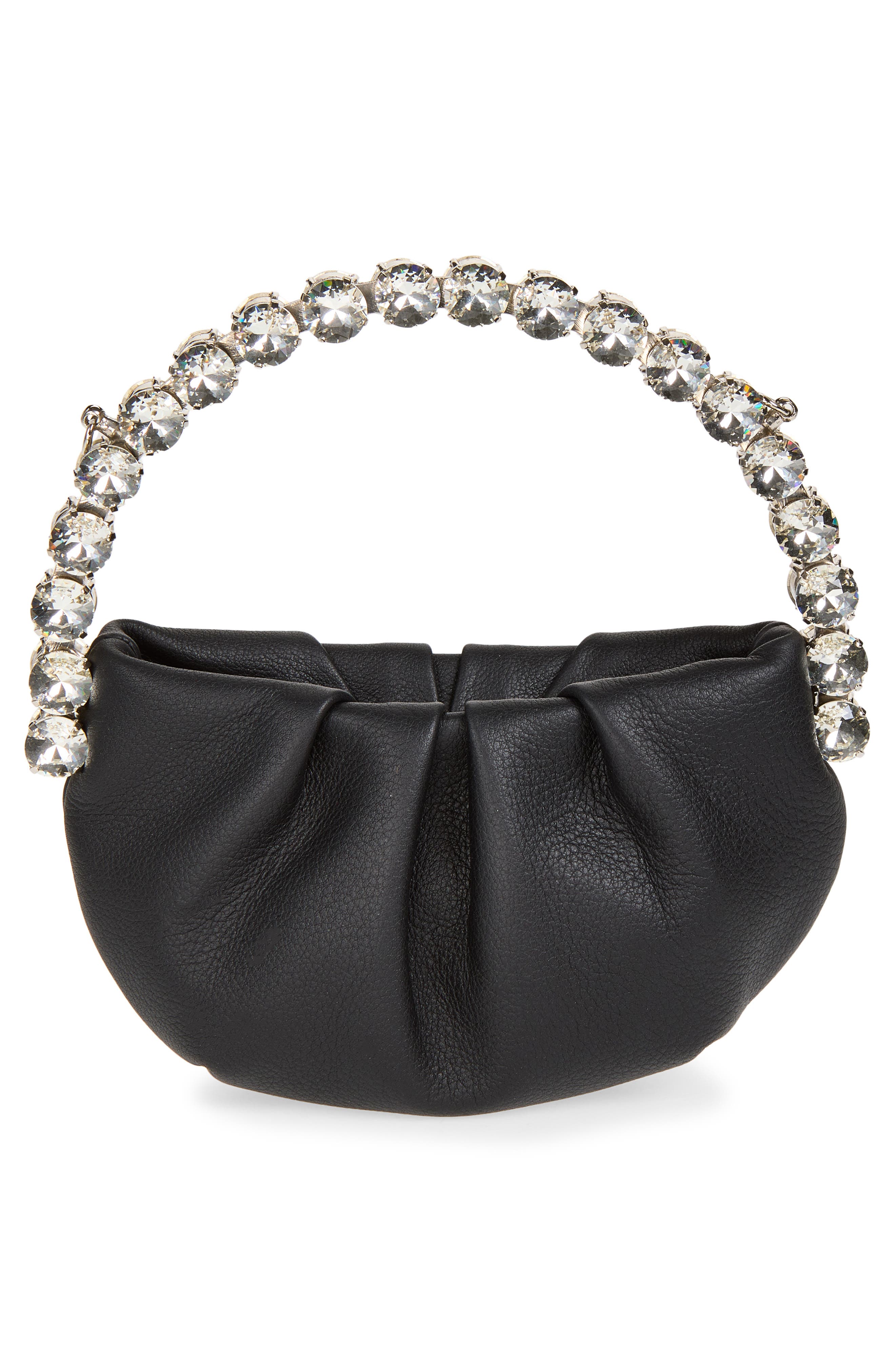 Micro Leather Eternity Clutch, Alternate, color, BLACK