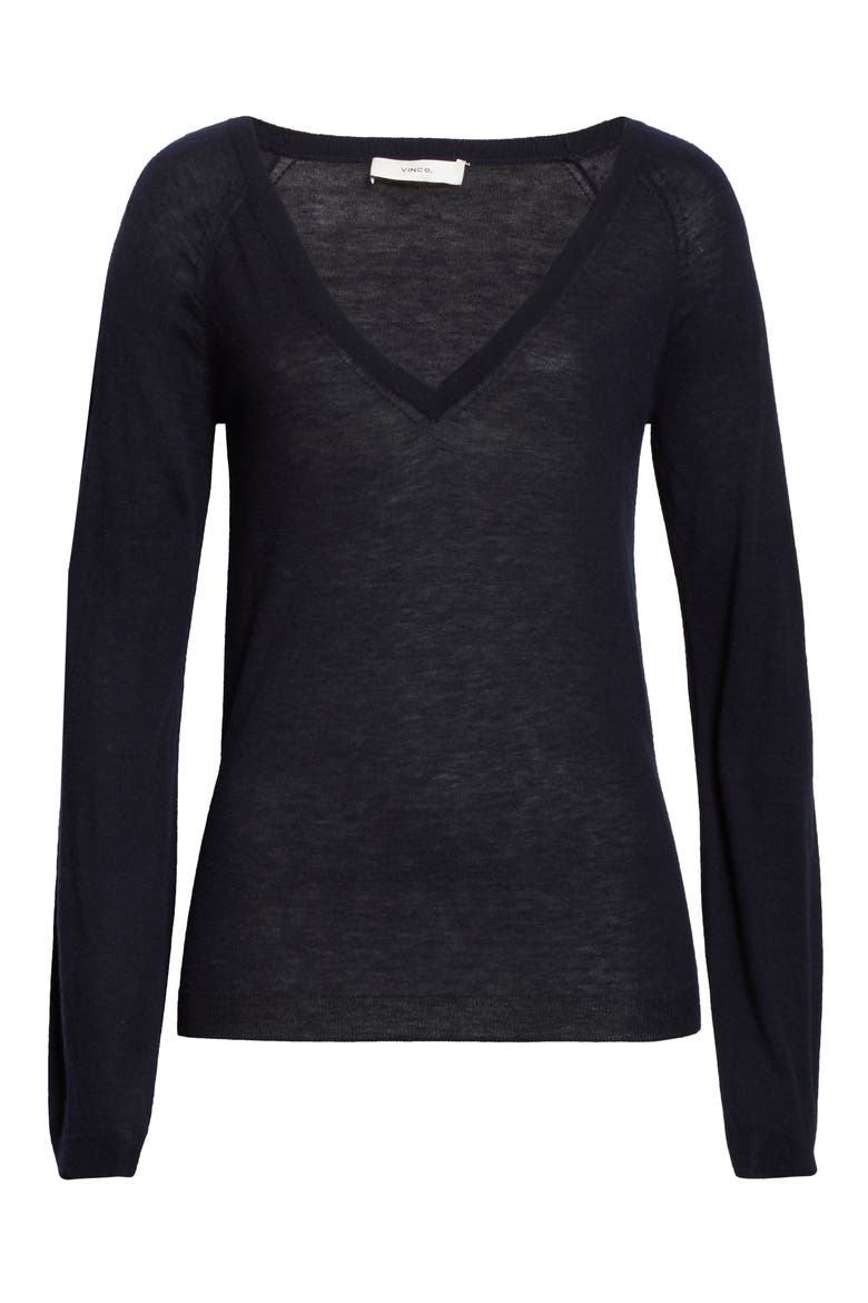 Wool & Cashmere Blend V-Neck Sweater, Alternate, color, COASTAL