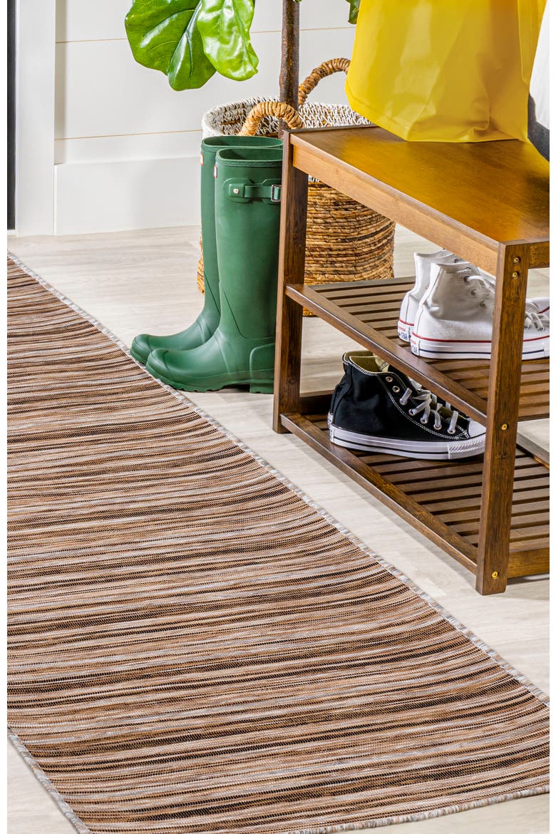 Finn Modern Farmhouse Pinstripe Indoor/Outdoor Area Rug | Nordstrom