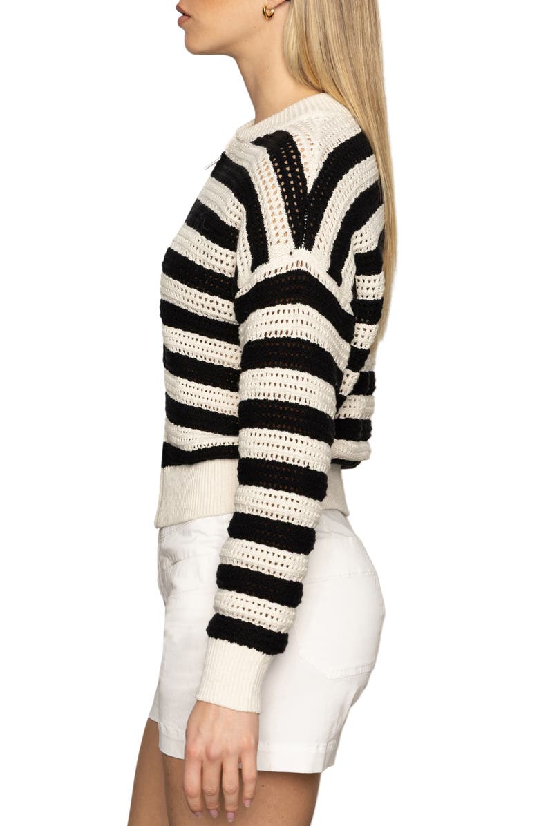 Sanctuary Stripe Open Stitch Cotton Bomber Cardigan, Alternate, color, 