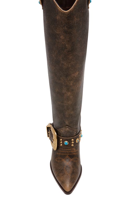 Steve Madden Lasso Knee High Boot In Brown Distressed