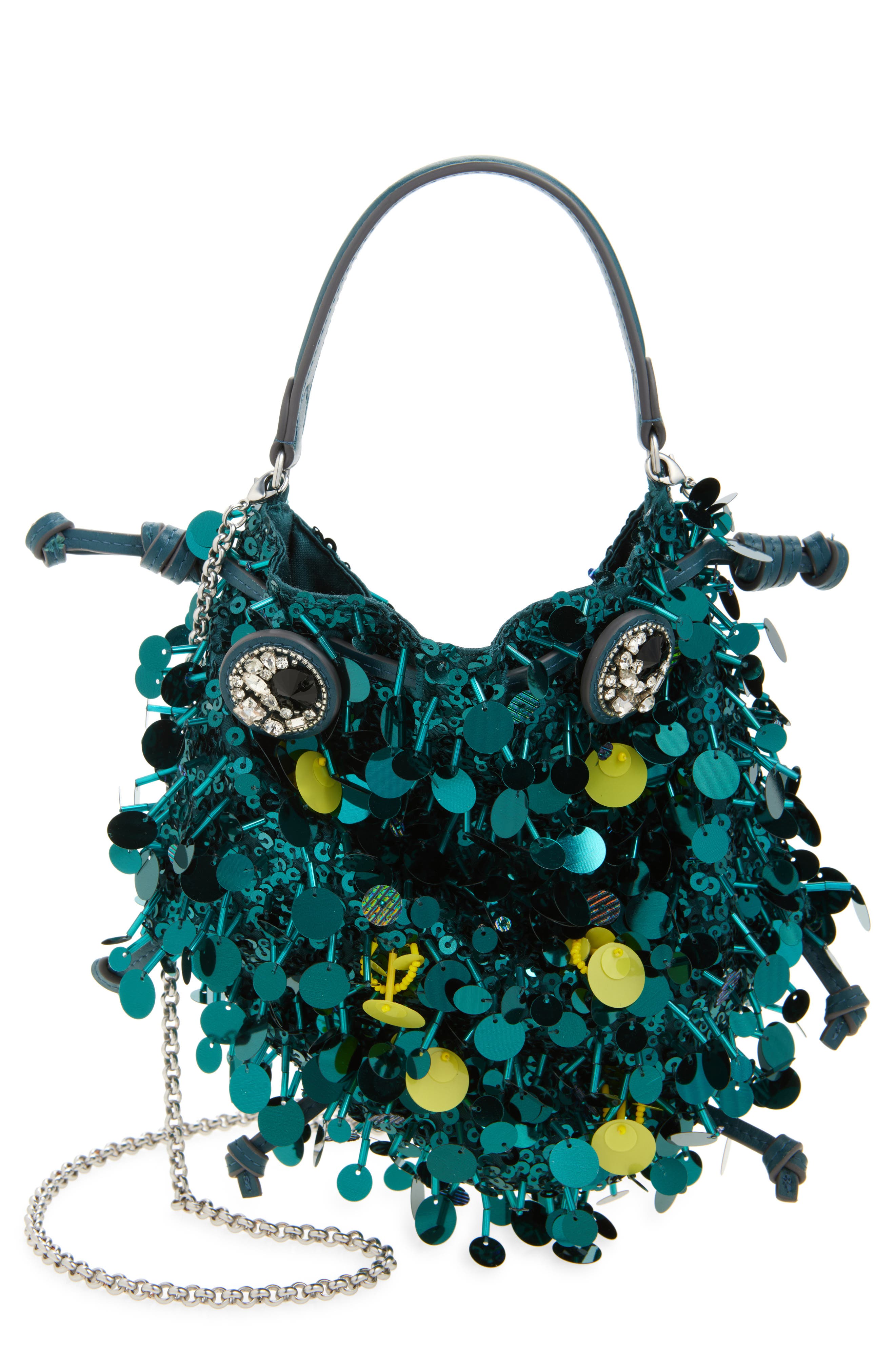 Anya Hindmarch Beetle Sequin Crossbody, Main, color, Dark Teal