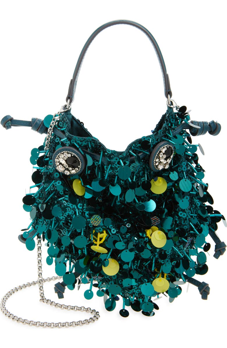 Anya Hindmarch Beetle Sequin Crossbody, Main, color, Dark Teal