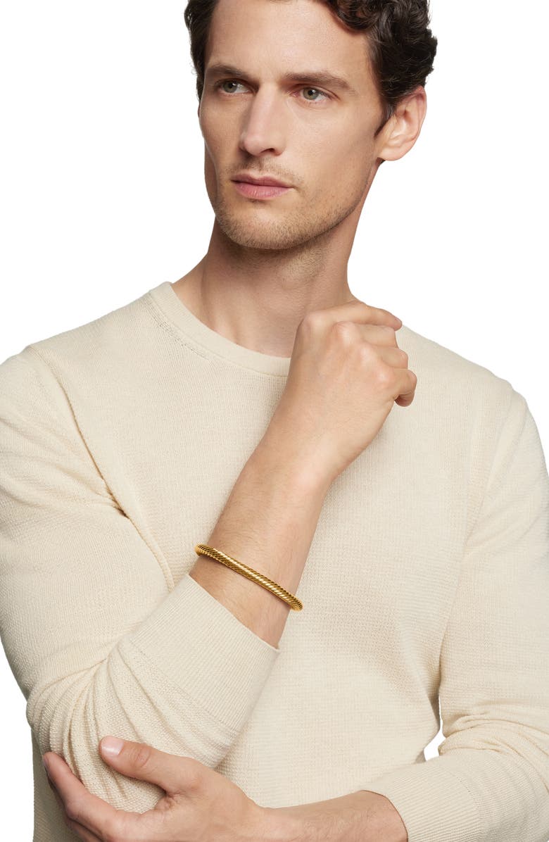 David Yurman Men's Cable Cuff Bracelet in 18K Yellow Gold, 7mm, Alternate, color, 18K Yellow Gold