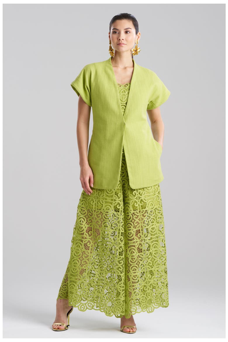 BASKETWEAVE Short Sleeve Kimona Blazer, Main, color, PEAR