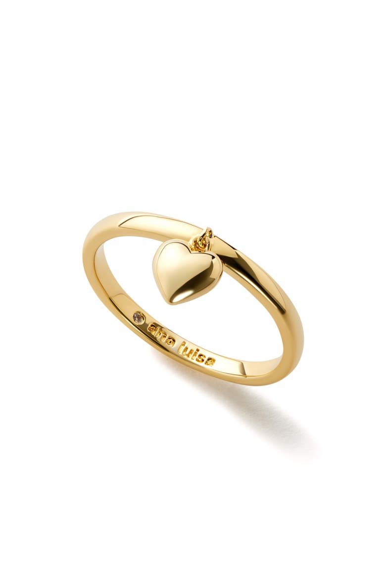 Leia Heart Charm Stackable Ring, Main, color, GOLD