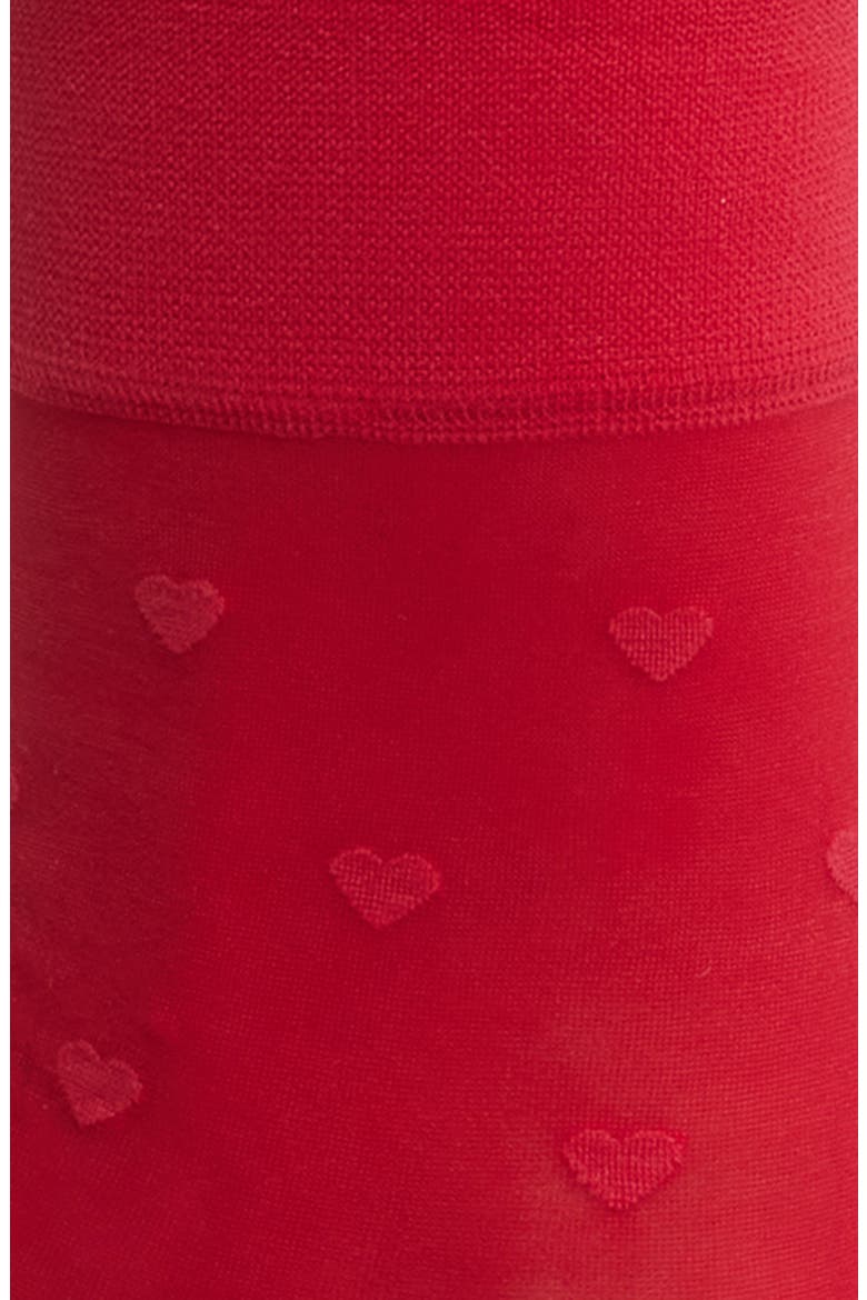 Heart Sheer Ankle Socks, Alternate, color, RED SALSA