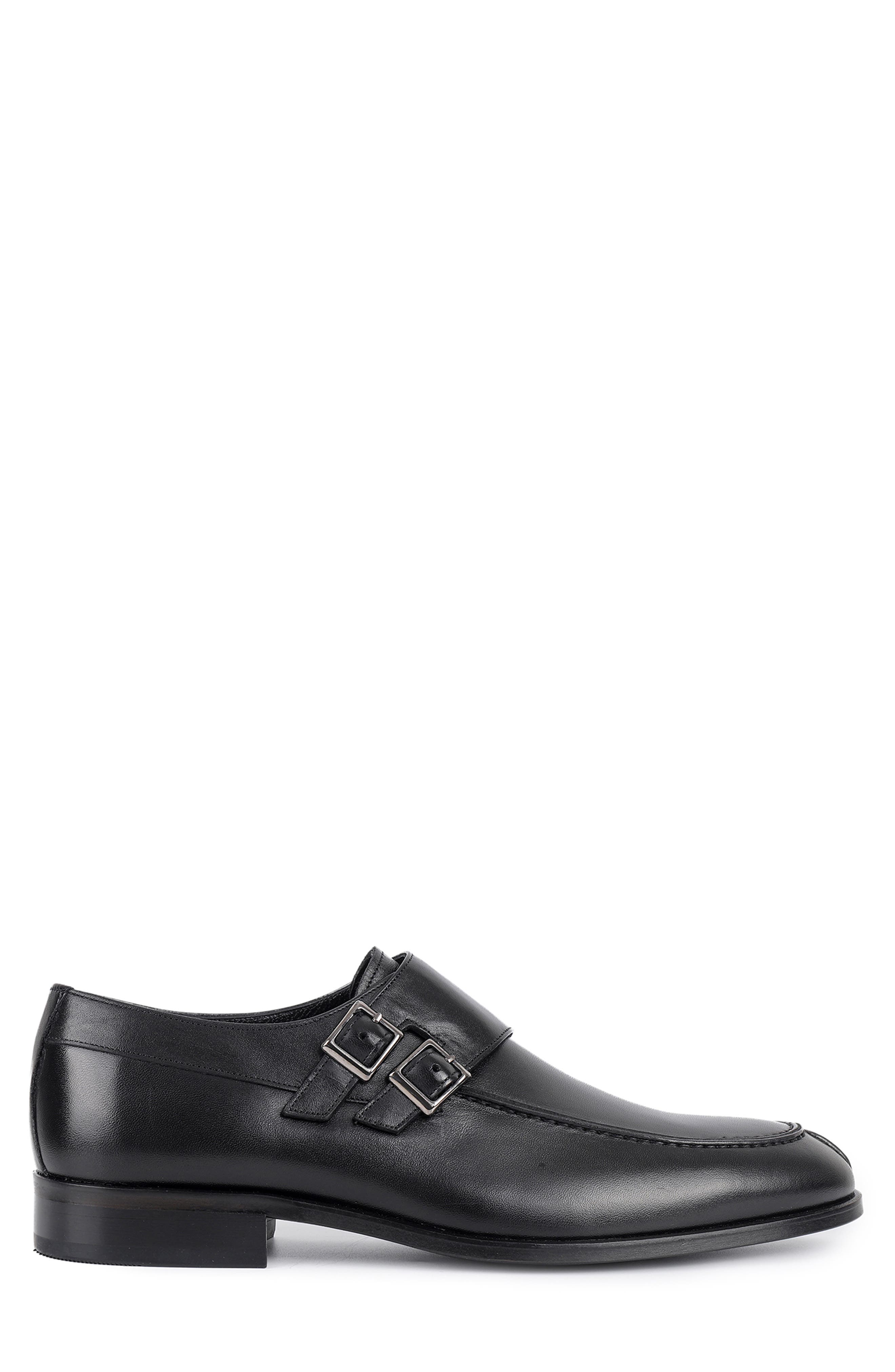 VELLAPAIS Arlington Double Monk Strap Leather Loafer, Alternate, color, Black