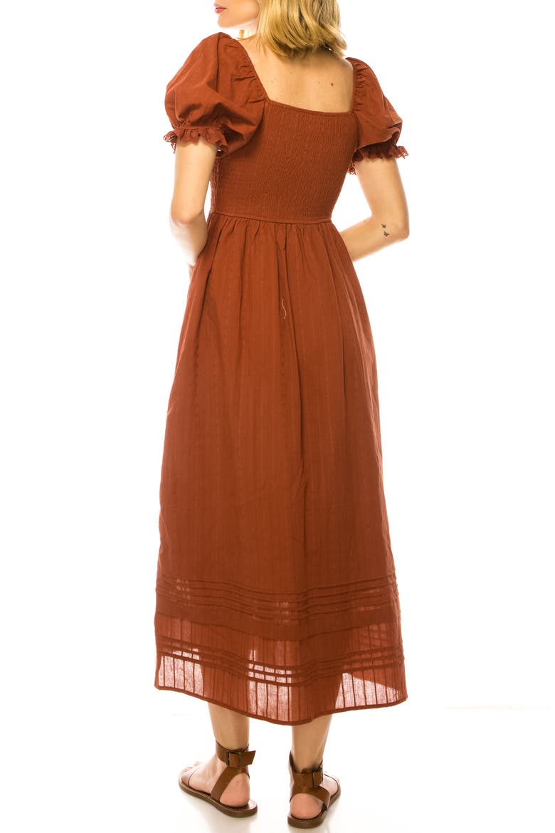 Crochet Trim Cotton Midi Dress, Alternate, color, ARABIAN SPICE