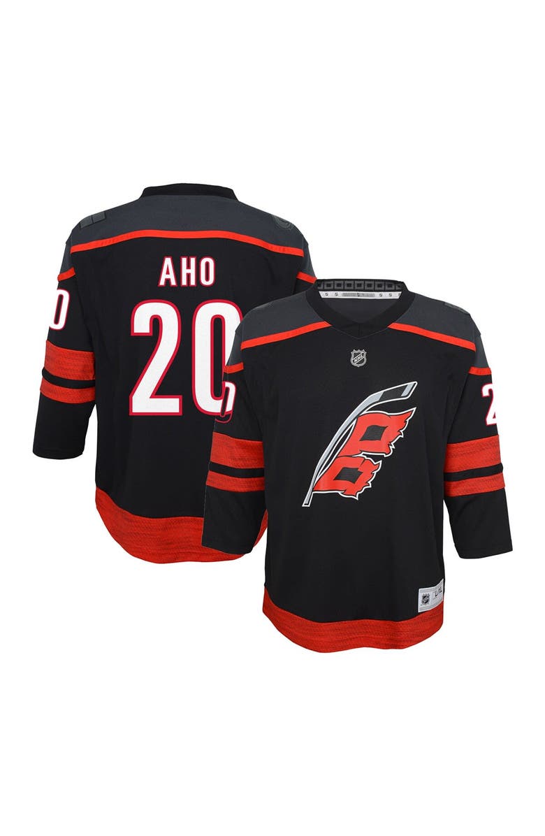 Outerstuff Youth Sebastian Aho Black Carolina Hurricanes Home Replica Player Jersey, Main, color,