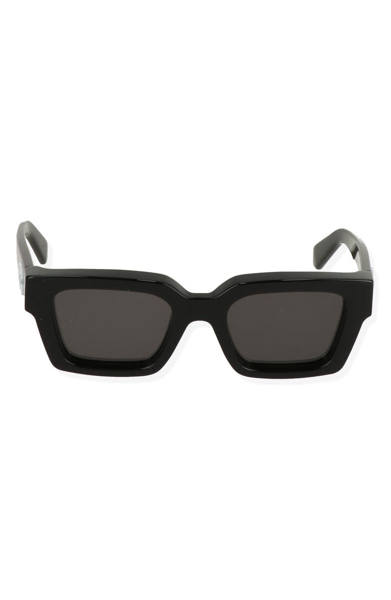 Off-White Virgil 50mm Rectangular Sunglasses, Main, color, Black Dark Grey