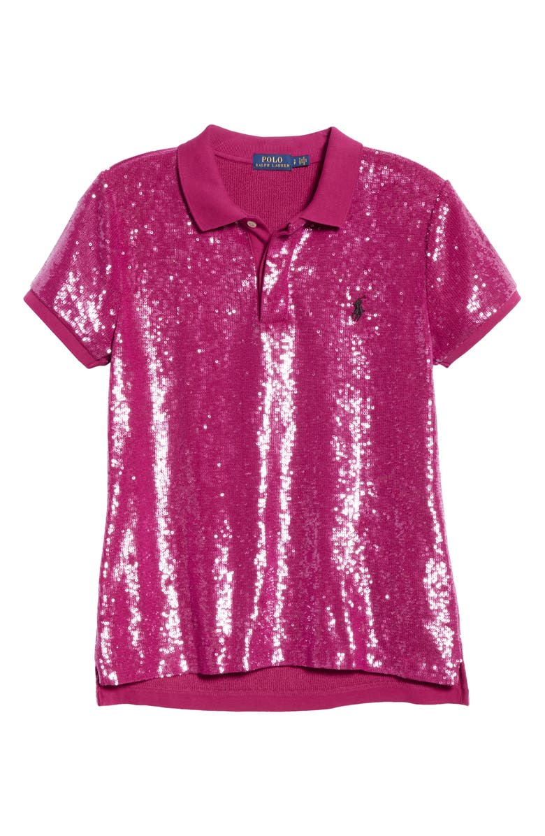 Polo Ralph Lauren Sequin Polo Shirt, Alternate, color,