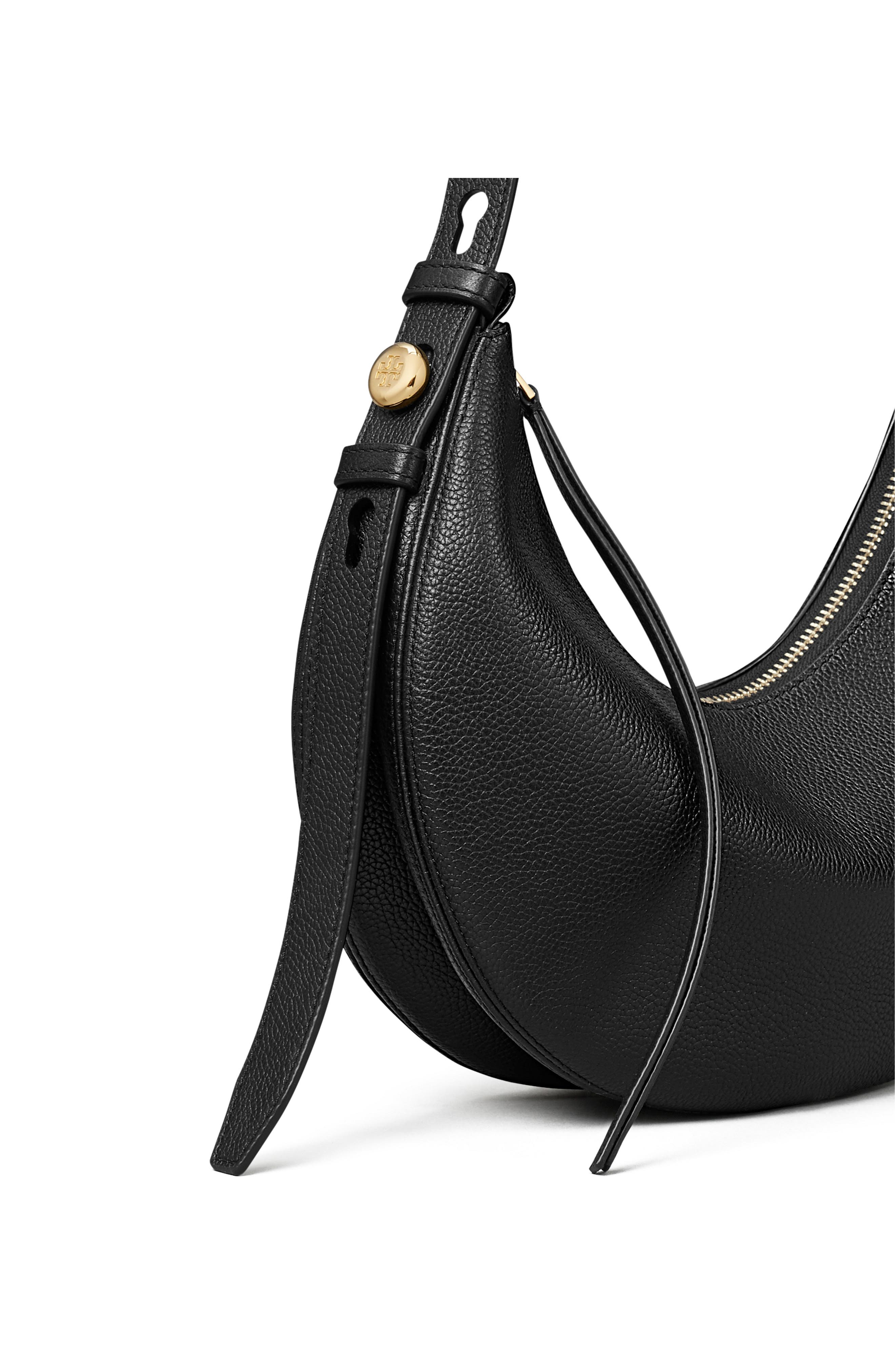 Tory Burch Romy Half Moon Shoulder Bag, Alternate, color, Black