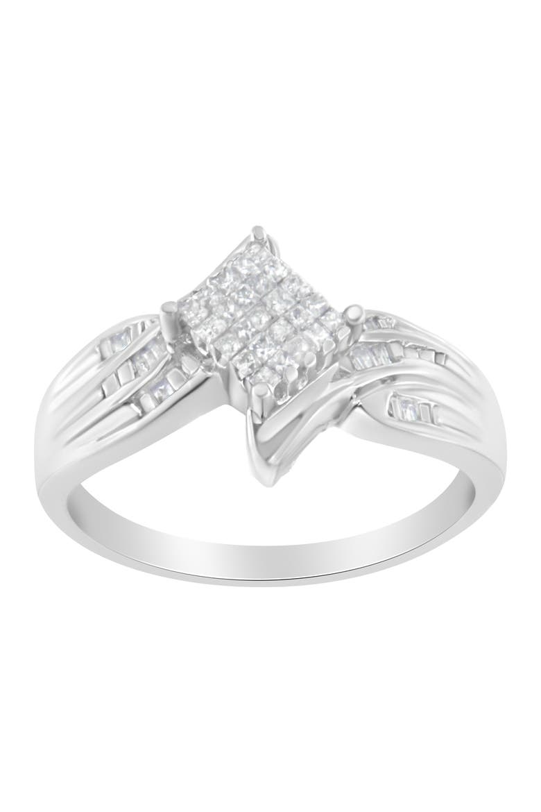 10K White Gold 1/3 Cttw Diamond Bypass Style Cocktail Ring, Main, color, White Gold