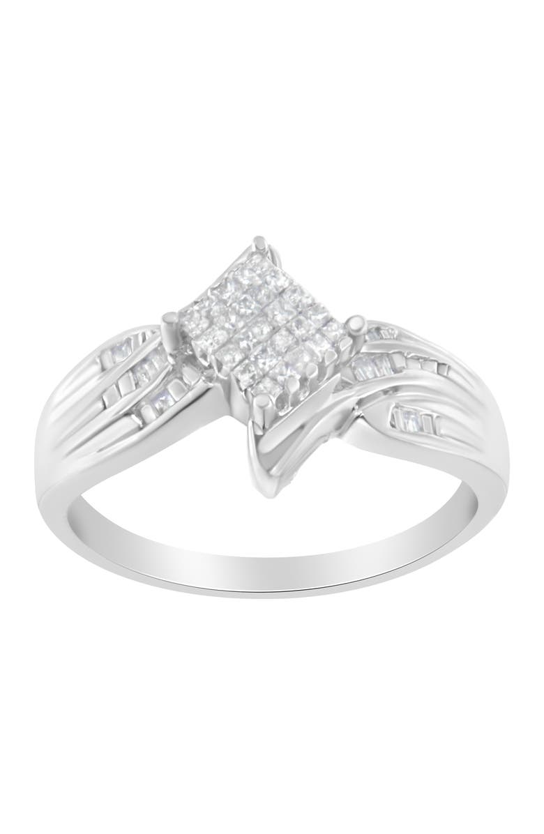 Haus of Brilliance 10K White Gold 1/3 Cttw Diamond Bypass Style Cocktail Ring, Main, color, White Gold