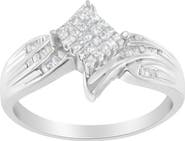 Haus of Brilliance 10K White Gold 1/3 Cttw Diamond Bypass Style Cocktail Ring