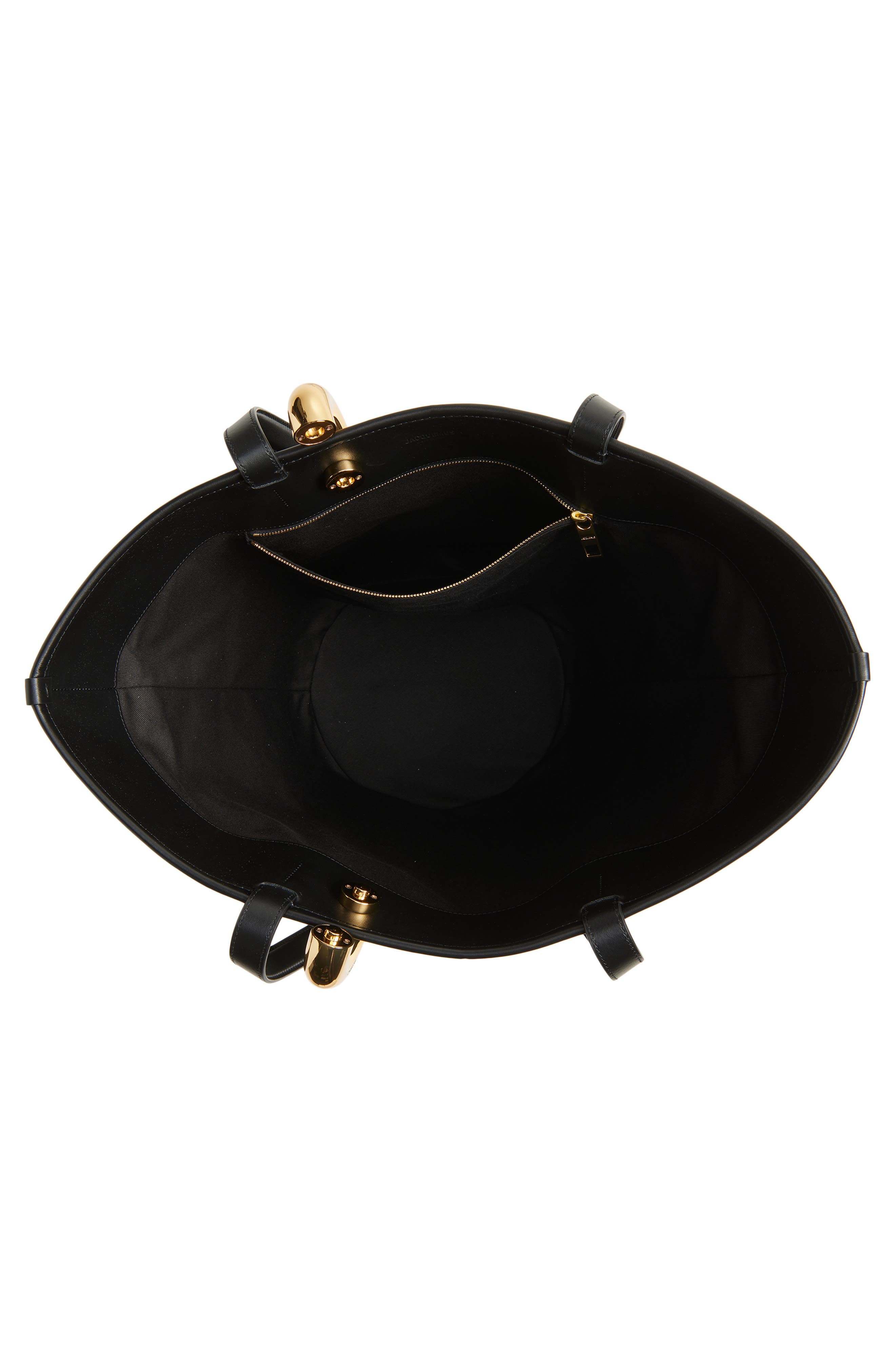 Jacquemus Le Bambolo Nylon Asymmetric Bucket Bag, Alternate, color, Black 990