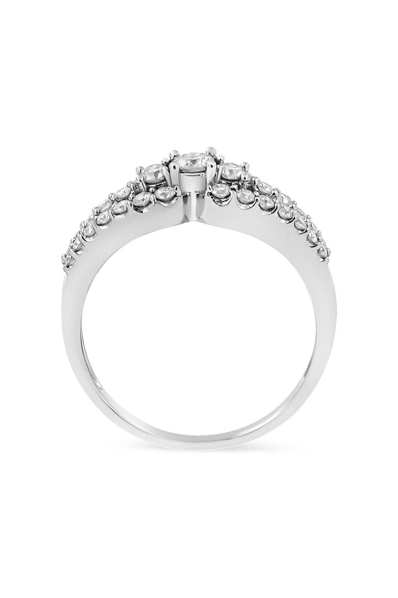 10K White Gold 1/2 Cttw Three Stone Split Shank Band Ring, Alternate, color, White