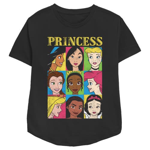 Disney Princess Distressed Close-up Poster  Graphic T-shirt In Black