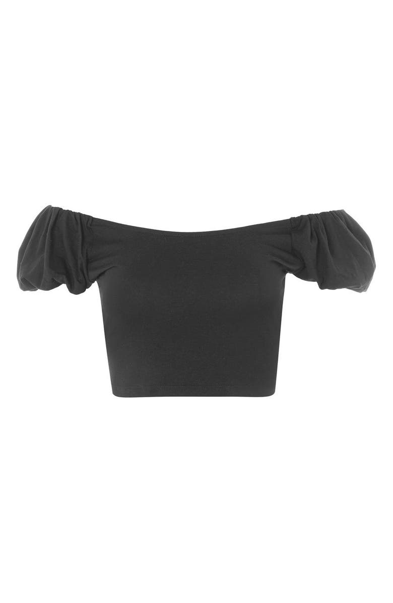 Topshop Bubble Off the Shoulder Crop Top, Alternate, color, 