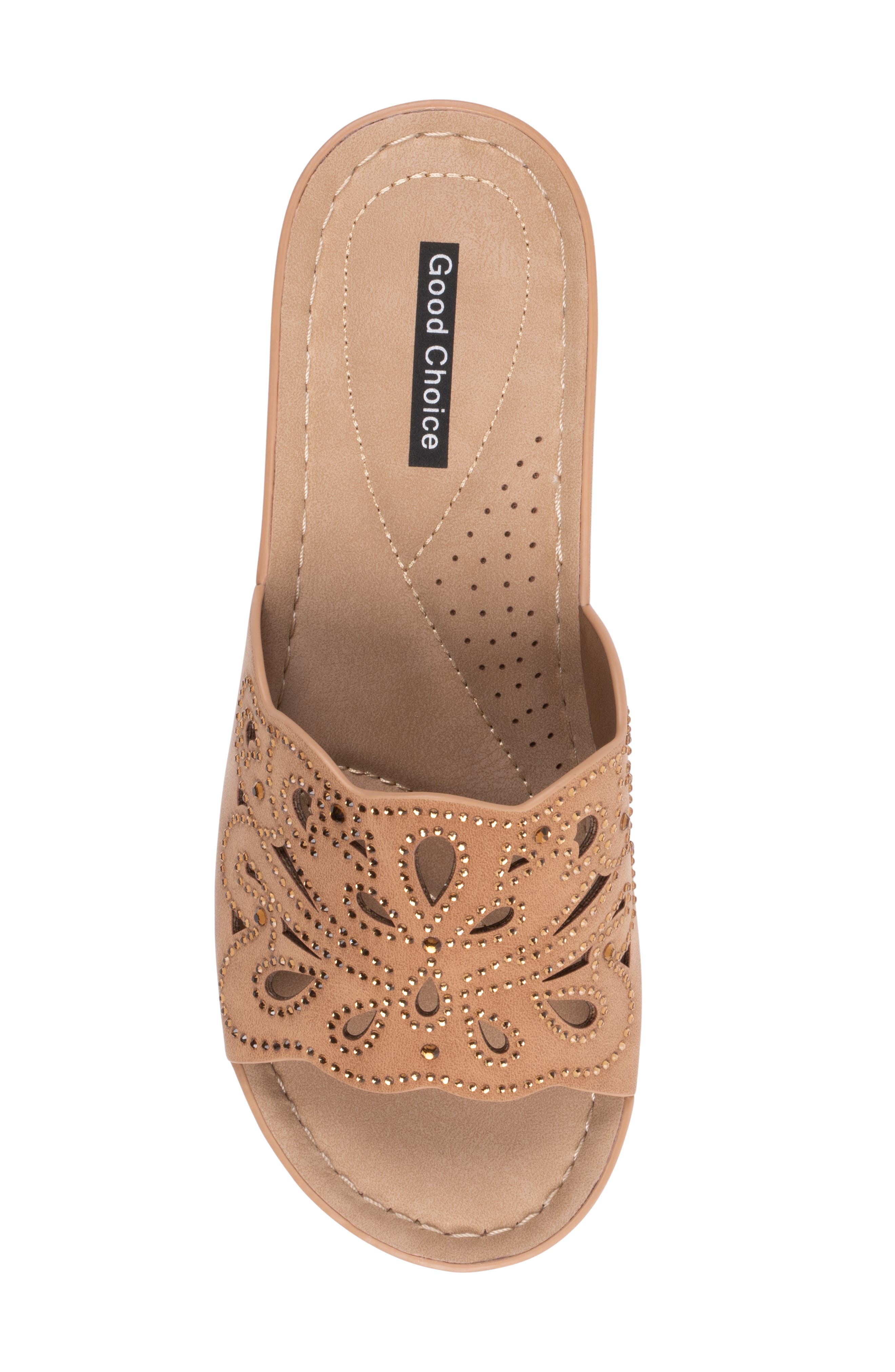 Izzy Embellished Wedge Sandal, Alternate, color, TAN