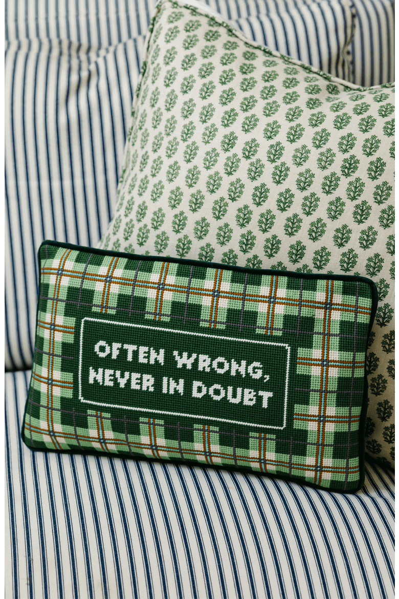 Often Wrong Needlepoint Pillow, Alternate, color, Often Wrong