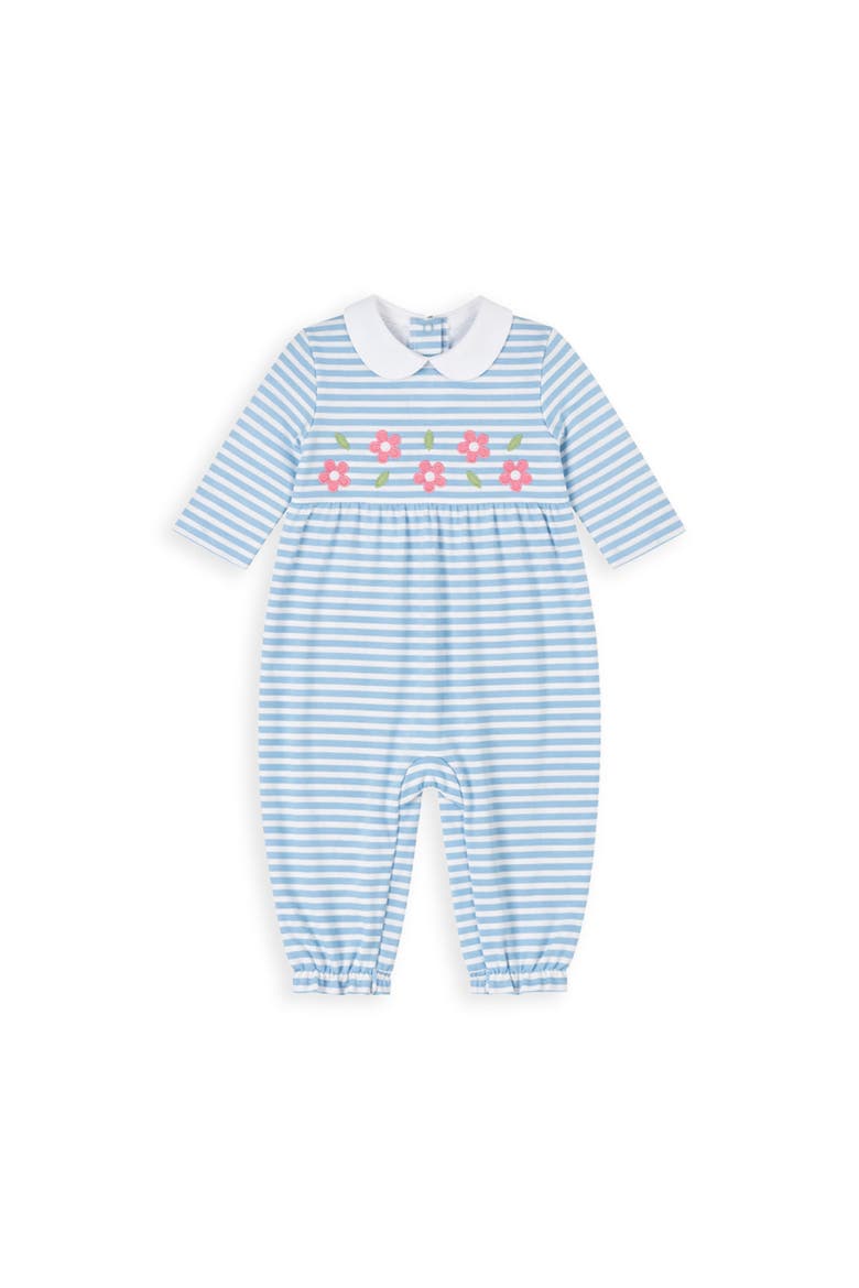 Stripe Knit Longall with Flowers, Main, color, Medium Blue & White Stripe