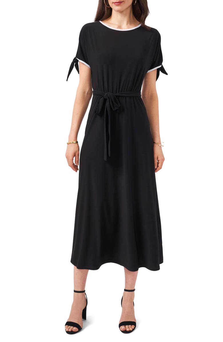 Chaus Cold Shoulder Tie Sleeve Midi Dress, Main, color, 