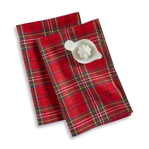 Linen Kitchen Towels - Classic Tartan Plaid, 17 x 26 Inch