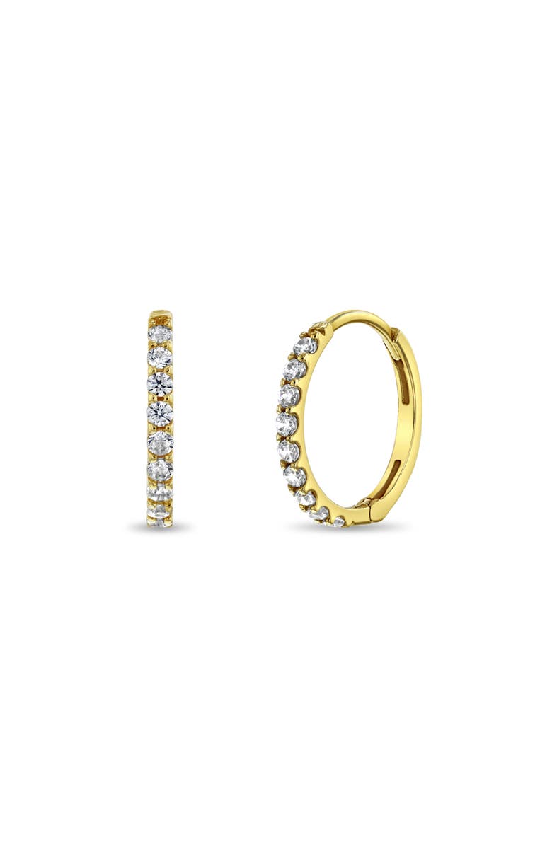In Season Jewelry 14k Jeweled Cubic Zirconia Huggie Earrings, Main, color, Gold