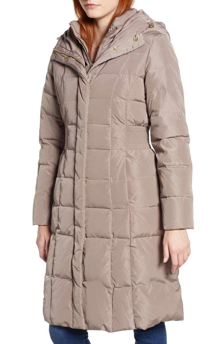 Cole Haan Bib Insert Down & Feather Fill Coat, Alternate, color, Cashew